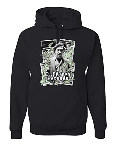 Image of Wild Bobby El Patron Escobar Narcos Pablo Escobar Cocaine Money Pop Culture Unisex Graphic Hoodie Sweatshirt, Black, XXL