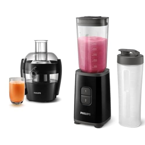 Image of Philips Viva Collection Compact Juicer, 1.5 Litre, 500 Watt, Quick Clean Technology & i Blender and Smoothie Maker, 350W, 1L Jug
