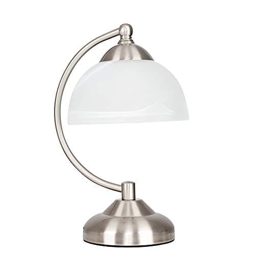 Image of MiniSun | Curved Brushed Chrome & Frosted Glass Bedside Table Lamp | Table Lamps & Home Improvements Essential