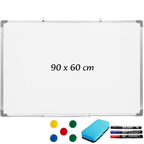 Image of Magnetic White Board Dry Wipe 90 x 60 cm Aluminium Frame Whiteboard for Walls in Home Office and School