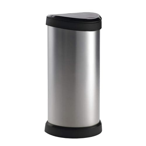 Image of CURVER Deco Touch Bin (40L) (Black/Silver)