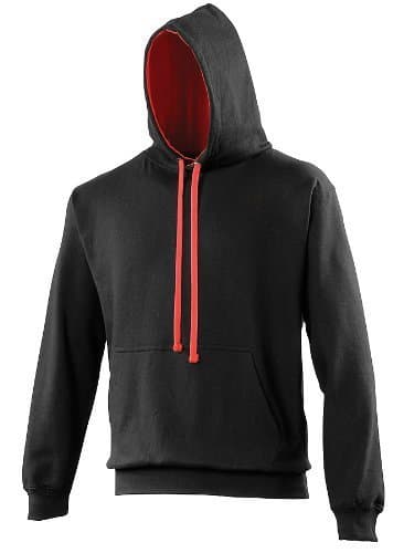 Image of Just Hoods AWDis Varsity Contrast Hoodie Jet Black / Fire Red L