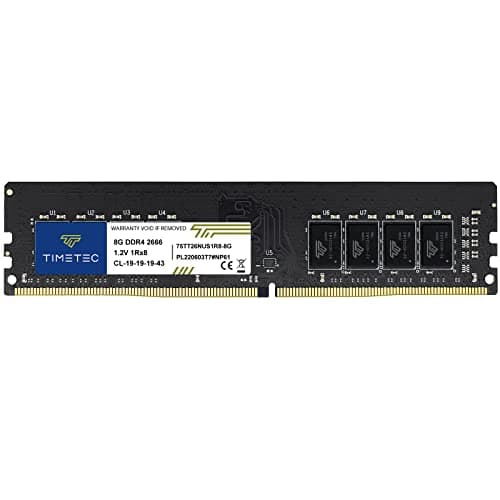 Image of Timetec 8GB DDR4 2666MHz (PC4-2666V) PC4-21300 UDIMM Desktop RAM – 288-Pin 1.2V CL19 Non-ECC Unbuffered DIMM Memory Module Upgrade