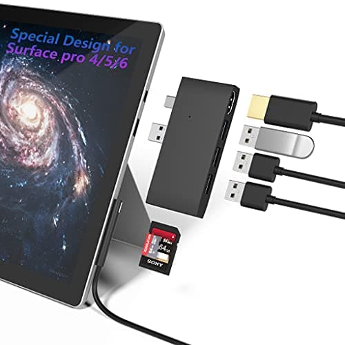 Image of Surface Pro Docking Station USB Hub Adapter, SD & TF/Micro SD Memory Card Reader, 4K HDMI Port Converter for Surface Pro 6/5/4