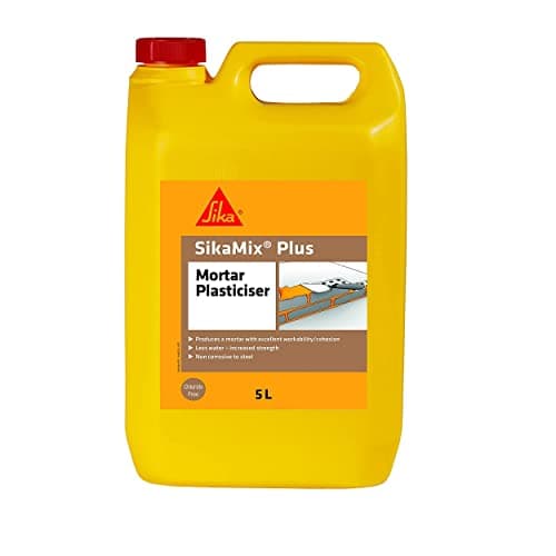 Image of Sika SikaMix Plus Chloride Free Mortar Plasticiser – Mortar Admixture – Improves Adhesion – Reduces Cracking – Ready To Use – 5 Litre