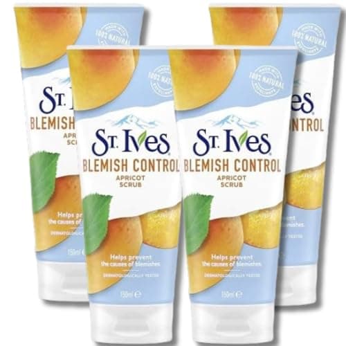 Image of ST. Ives Blemish Control Apricot Scrub, 150 ml, Pack of 4 - Deep Cleansing, Exfoliating Formula with 100% Natural Exfoliants for Clearer, Radiant Skin and Effective Blemish Control