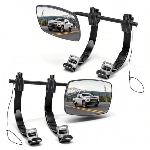 Image of Universal Caravan Towing Mirrors Pair - Adjustable Wing Mirror Extensions with Clamps & Straps for Cars, 4x4s, Motorhomes - Eliminate Blind Spots (Style A)