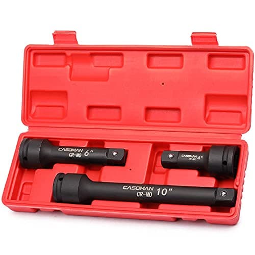 Image of CASOMAN 3/4” Drive Impact Extension Bar, Cr-Mo Steel,3-Piece Set, 4”, 6”, 10” ext. bar