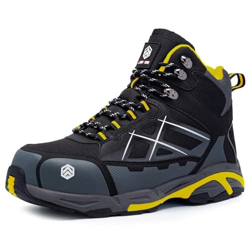 Image of LARNMERN Mens Safety Trainers Steel Toe Cap Work Safety Boots Steel Toe SRC Casual Breathable Outdoor Protection Trainers Industrial and Construction Shoes(Grey L202,9UK)