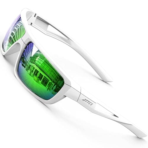Image of ATTCL Sports Polarized Sunglasses For Men Cycling Driving Fishing 100% UV Protection 2021 White+Green UV400 CAT 3 CE