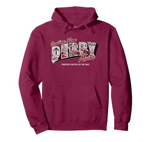 Image of Welcome To Derry Greetings Pullover Hoodie, Adult Unisex, Burgundy, Medium