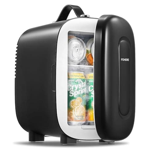 Image of FOHERE Mini Fridge Portable, 5 Liter/6 Cans Small Fridge Cooler & Warmer, Quiet, DC/AC Power, Cmpact Mini Fridge for Bedrooms, Office, Skincare, Car, Travel, Black