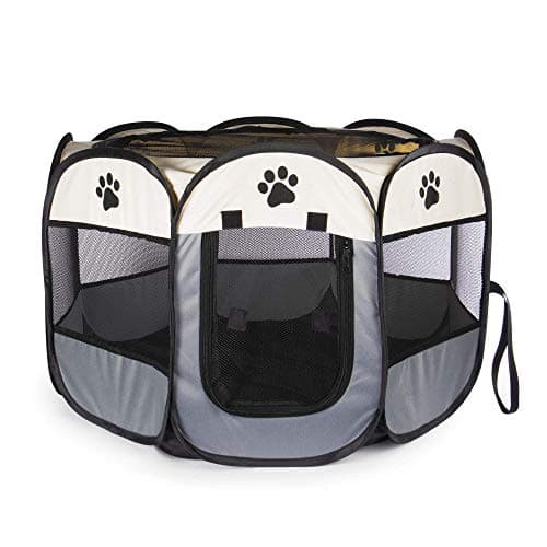 Image of Pukkr Portable Pet Playpen – Foldable Dog Playhouse, Alloy Steel Frame & Durable Polyester, 8 Panels, 45 x 66 cm, Indoor & Outdoor, with Carry Bag | Pukkr