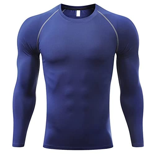 Image of Sillictor Compression Tops for Men Quick Dry Football Training Running Top Mens Long Sleeve Hiking Golf Ski Base Layer Tops Men Sports Thermal Underlayer High Wicking Muscle Support 3323 Navy M