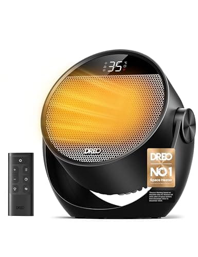 Image of Dreo 1500W Portable Electric Heater for Home, 60° Adjustable Tilt, 10.5ft/s Fan Heater with Remote, 8 Safety Protections, 12H Timer, 3 Modes, Silent Small Ceramic Space Heaters for Bedroom, Atom 320