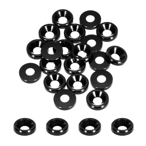 Image of sourcing map M3 Cone Cup Countersunk Washers,Hole Dia 3.1mm/0.12 Aluminum Gaskets Cup Head Washer Gasket for Screw RC/FPV/PC/Drone/Mechanical Accessories Model Parts,Pack of 20(Black)