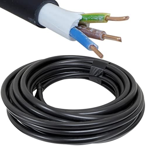 Image of 10 Metre 1.5mm 3 Core Outdoor Tuff Cable Ideal for Garden Electrical Lighting Pond Switches - Black Tough Heavy Duty PVC Cable - Solid Copper Cores - Same as Hi-Tuff - CYKY-J 450/750V up to 16A