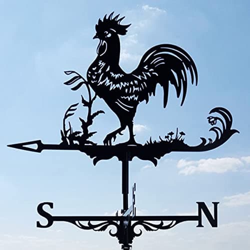 Image of Stainless Steel Weather Vane, Rooster Weathervanes Metal Garden Chicken Wind Direction Indicator Farm Scene Weathercock for Outdoor Garden Courtyard Farmhouse Decoration