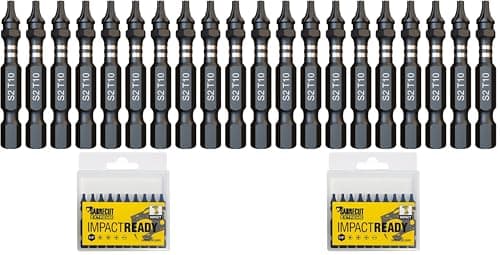Image of 10 x SabreCut SCTX1050_10 50mm TX10 T10 Impact Screwdriver Driver Bits Set Single Ended Torx Heavy Duty Including Storage Box (Pack of 2)