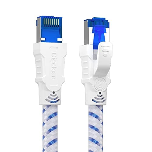 Image of Digoloan Ethernet Cable 2m, Cat 8 Internet Network Lan Cable, High Speed Cat8 Gigabit 40Gbps 2000MHz S/FTP Nylon Braided Patch Cord with Rj45 Connector for Ps4/5, Modem, Faster than Cat6/Cat 7