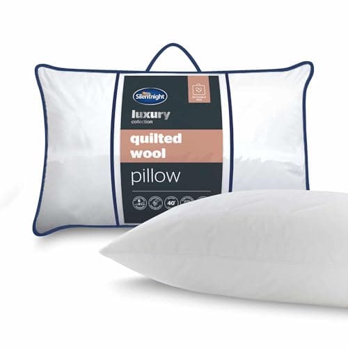 Image of Silentnight Quilted Wool Pillow - 100% Natural Wool - Temperature Regulating Maintain a Comfortable Temperature All Night - Supportive for Head and Neck - Hypoallergenic & Odour Resistant - Washable