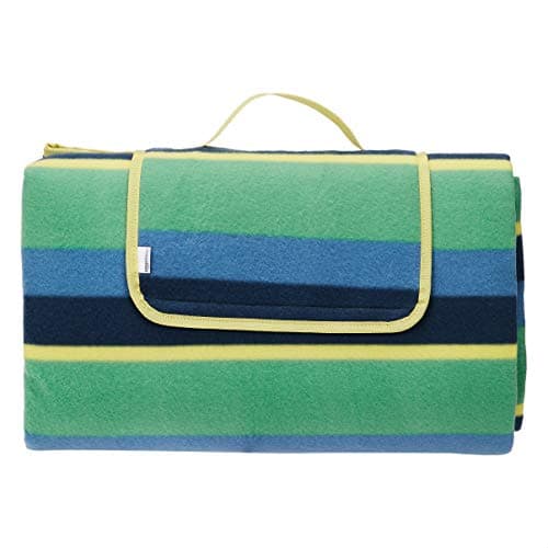 Image of Amazon Basics Picnic Blanket with waterproof backing, 200 x 200 cm, Stripes Design