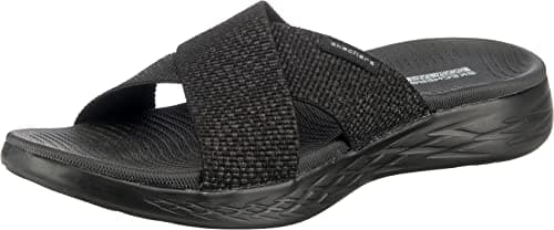 Image of Skechers Women's On-the-go 600 - Glistening Slide Sandal,Black Textile,3 UK