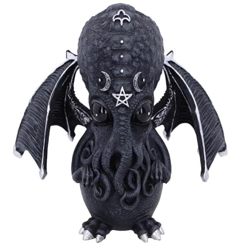 Image of Nemesis Now Cult Cuties Culthulhu Figurine 10.3cm, Resin, Black, Scarily Adorable Winged Cat Figurine, Silver Detailing, Cast in the Finest Resin, Lovingly Hand-Painted