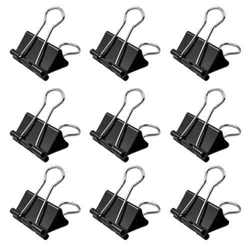 Image of 60 Pcs Binder Clips, Black 25mm Bulldog Clips, Metal Foldback Clips Medium Paper Clips Paper Clamps Binder for Office Supplies, Home, Kitchen, Shops, School Document Organizing(Black)