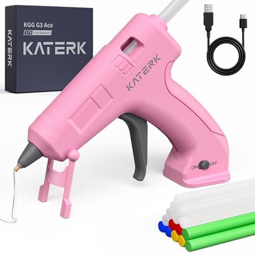 Image of Katerk 3.7V Cordless Hot Glue Gun Kit, 90s Fast Heating, Mini Glue Gun with 15 Glue Sticks, USB-C Rechargeable with 2000mAh Built-in Battery, Ideal for DIY, Gift Making,School Crafts & Repairs Pink