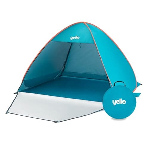 Image of Yello Pop Up Beach Tent | 3-4 Person with UPF 50+ UV Protection, Premium Beach Sun Shelter, Easy Set Up, Beach, Camping, Picnic, Blue