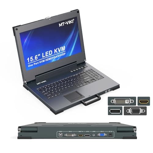 Image of MT-VIKI 15.6'' Rack mount LCD KVM Console Hybrid-Port, Integrated with VGA/HDMI/Displayport/DVI Input Port & 3.5mm Audio, 4K@60Hz, HDMI 2.0, HDCP 2.2, DP1.3