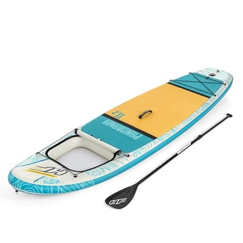 Image of Bestway Hydro-Force Panorama SUP Paddle board, Stand up Inflatable Paddle board, Built-In Window, Contains Paddle, Handpump and Leash