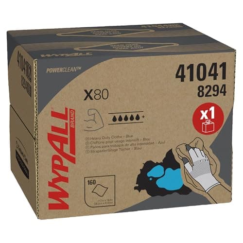 Image of WypAll Cleaning Cloths, Power Clean Industrial Wipes, High Absorbency – Reusable & Durable, Hydroknit Technology, Brag Box, 1 Box x 160 Cloths (160 Total), Model Nr. 8294