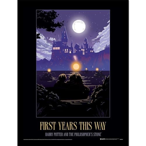 Image of Harry Potter (First Years This Way) Collector Print 45cm X 35cm, Official Licensed Framed Wall Art For Home Or Office, Display Decor, Collector Gift