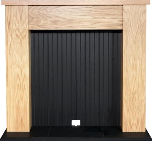 Image of Adam New England Stove Fireplace in Oak & Black, 48 Inch