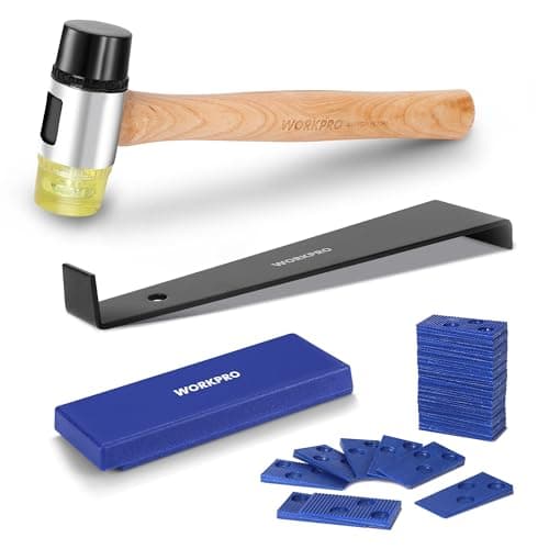 Image of WORKPRO Laminate Flooring Tools, Flooring Kit with 30 Pcs Laminate Floor Spacers, Double Sided Mallet, Pull Bar, Tapping Block