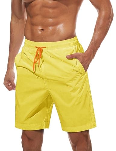 Image of TACVASEN Swim Trunks Mens with Pocket Summer Shorts Swimming Quick Dry Board Shorts Lightweight Water Swimwear Boardshorts Yellow