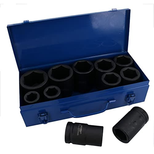 Image of 1in Drive Deep Metric MM Impact Sockets 22mm – 50mm 6 Sided 11pc Set