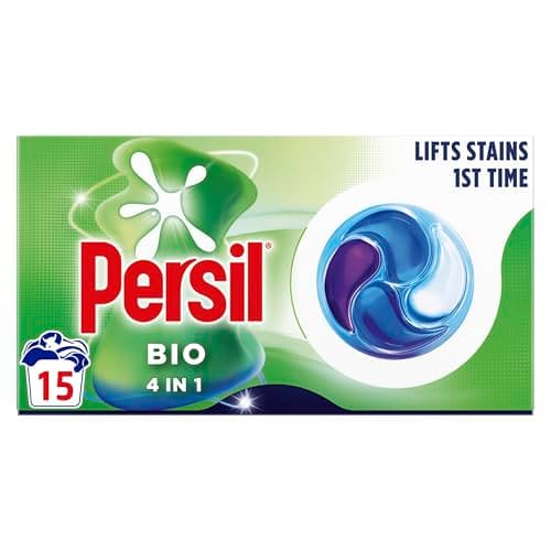 Image of Persil Bio Laundry Capsules, 15 Washes 4-in-1 Laundry Capsules, Fast-Dissolving, Lifts Stains 1st Time and Leaves Laundry Fresh Even in Quick & Cold Washes