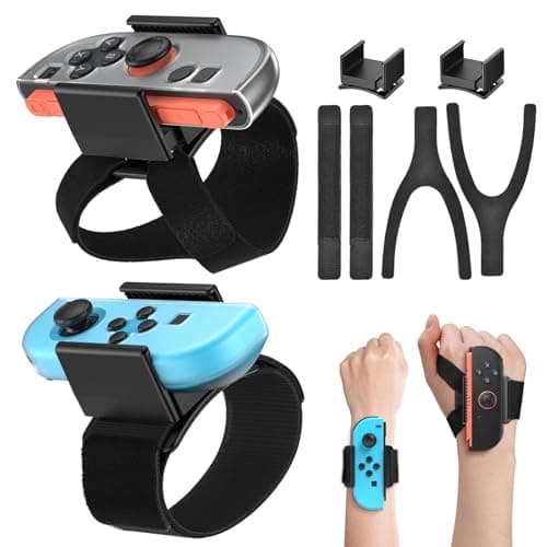 Image of 6-in-1 Wrist Band for Nintendo Switch Just Dance & Sports Games, Compatible with Switch & OLED Joy Controller, Case-Friendly Adjustable