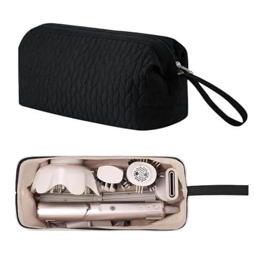 Image of DSXVJHD Travel Storage Bag for Hair Dryer, Airwrap Shark Flexstyle Travel Case, Portable Hair Tools Storage Case for Hair Dryer, Hair Curler Accessories Protection Organizer (Black)