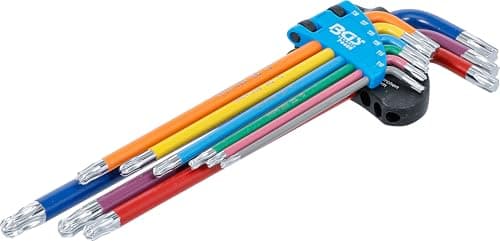Image of BGS 74468 | L-Type Wrench Set | Multicolour | Extra Long | T-Star (for Torx) with Ball Head T10 - T50 | 9 pcs.