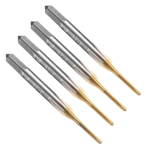Image of sourcing map 4pcs Straight Flute Thread Tap, M1.4 x 0.3 Metric Titanium Coated Screw Threading Tapping Tool Thread Milling Machine Taps, M35 High Speed Steel with Cobalt