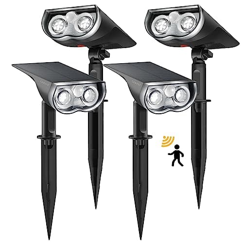 Image of Linkind Solar Security Lights Outdoor with Motion Sensor, 1000lm Super Bright 6500k Cool White Solar Powered Spotlights, IP65 Waterproof for Garden Fence Garage Pathway, 4 Pack