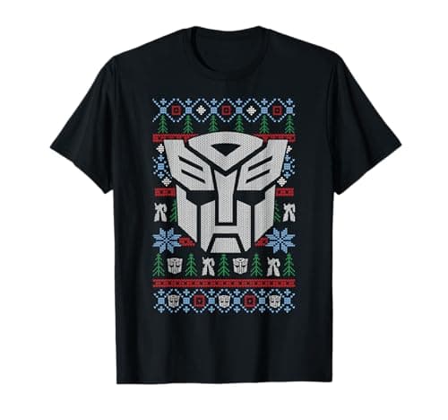 Image of Transformers Christmas Autobots Retro Ugly Sweater Style T-Shirt