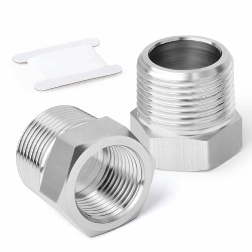 Image of ERGAOBOY 2 Pcs 304 Stainless Steel Reducer Hex Bushing, 1/2" BSP Male to 1/4" BSP Female Pipe, Reducing Forging Pipe Adapter Fitting for Water Oil Air Gas