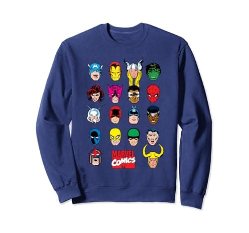 Image of Marvel Group Shot Comic Faces Grid Poster Sweatshirt