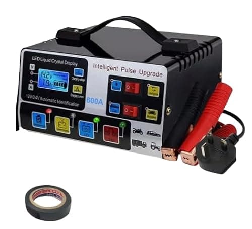 Image of 600A Heavy-Duty Car Battery Charger with LCD Display 12V/24V Smart Pulse Repair & Trickle Charge Universal Vehicle, Motorcycle & Lorry Battery Maintainer