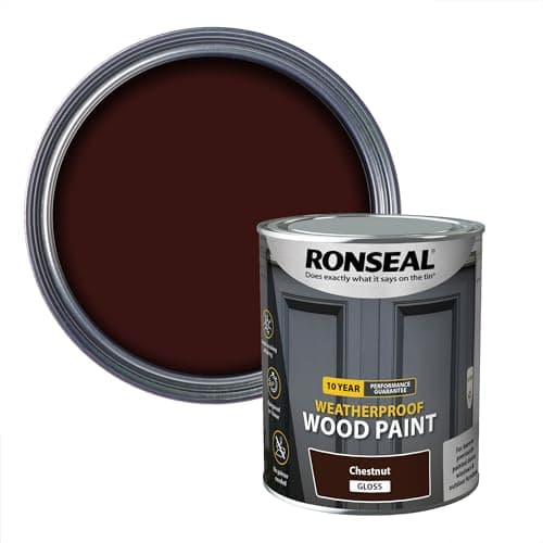 Image of Ronseal 10 Year Weatherproof 2-in-1 Wood Paint Chestnut Gloss 750ml